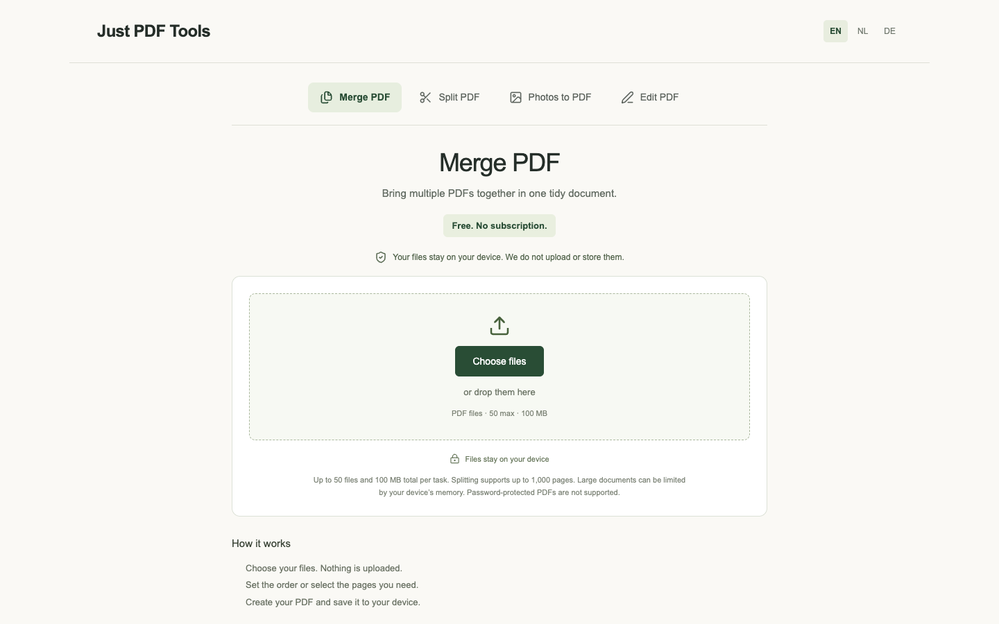 Screenshot van de PDF-tools van Just PDF Tools